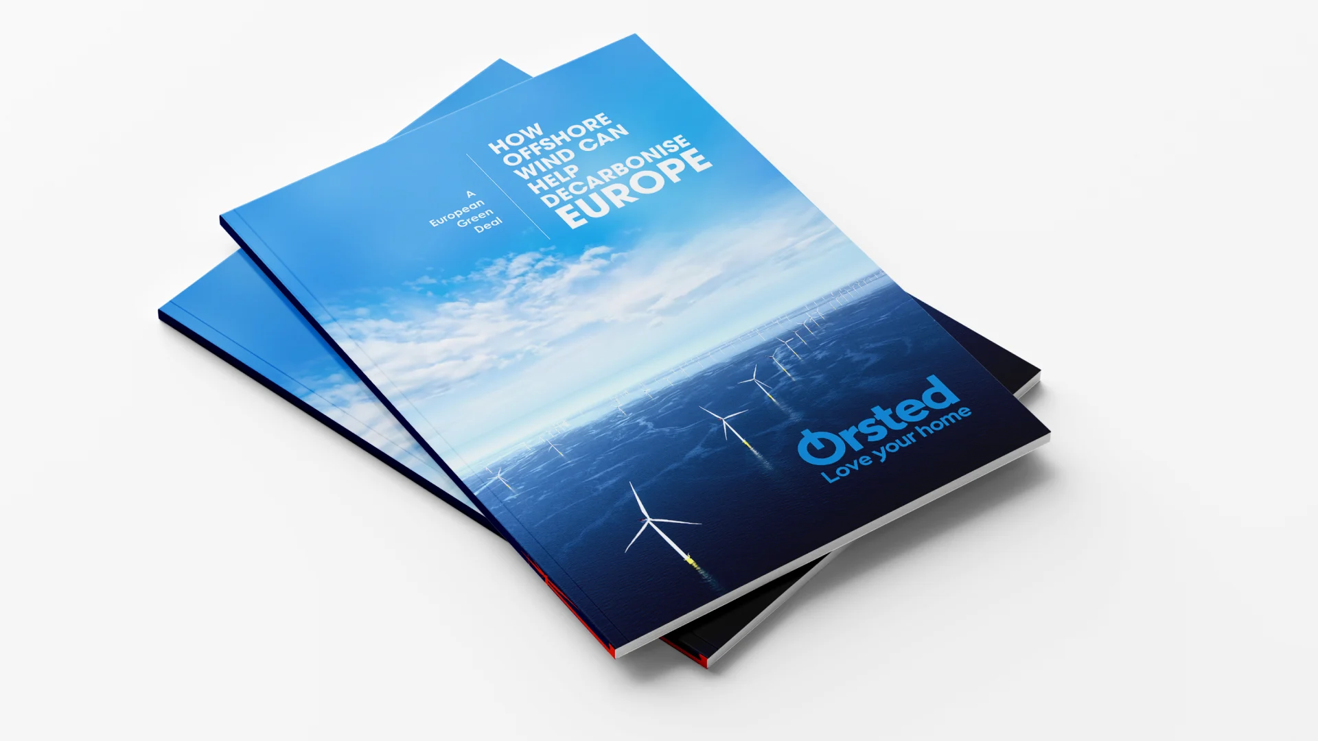 Corporate brochure design for &Oslash;rsted featuring renewable energy communication